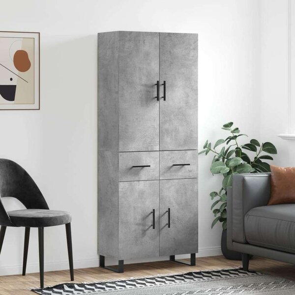 Betonszürke szerelt fa magasszekrény 69,5 x 34 x 180 cm