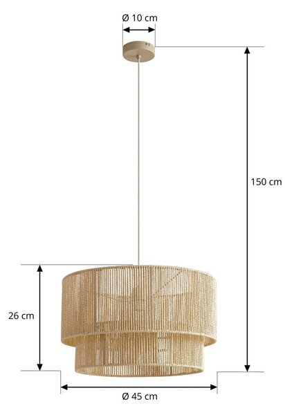 Lindby Anuva lógó világítás, Ø 45 cm, bézs, papír, E27, dimmelhető, Krém / borostyánsárga, Nappali / Étkező, Papír / lunolit / lunopal, Vidéki otthon / Rusztikus