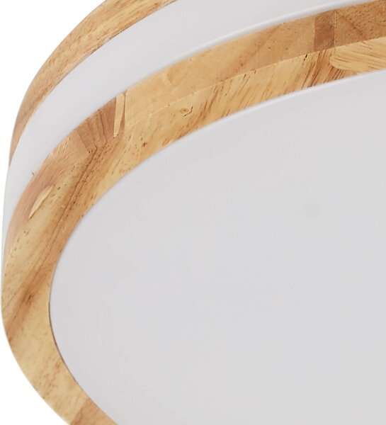 Lindby Emiva LED mennyezeti lámpa, Ø 40 cm, világos fa, CCT, Világos fa, Nappali / Étkező, Fa, Modern