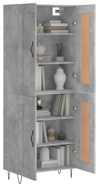 Betonszürke szerelt fa magasszekrény 69,5 x 34 x 180 cm