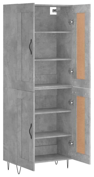 Betonszürke szerelt fa magasszekrény 69,5 x 34 x 180 cm