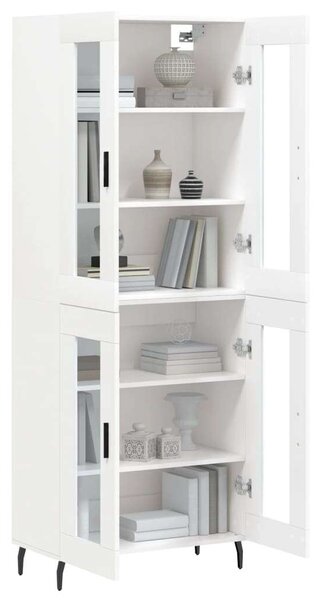 Modern Vitrine Szekrény - Fehér Fa - 69,5x34x180 cm