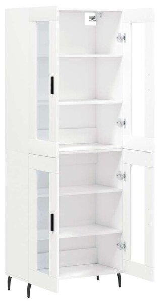 Modern Vitrine Szekrény - Fehér Fa - 69,5x34x180 cm