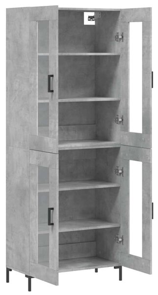 Betonszürke szerelt fa magasszekrény 69,5 x 34 x 180 cm