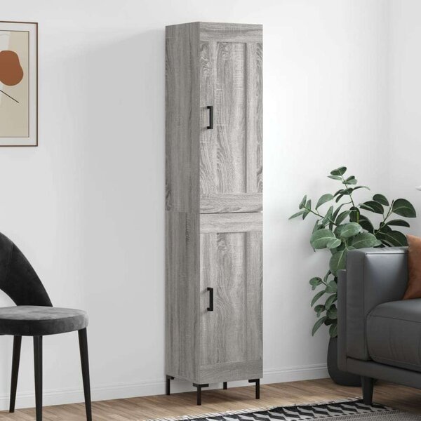 Szürke sonoma szerelt fa magasszekrény 34,5 x 34 x 180 cm