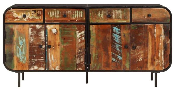 Tömör újrahasznosított fa és fém tálalószekrény 140x35x70 cm