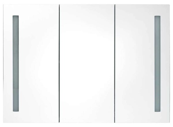 HomeLux LED-es Tükör Szekrény - Fehér/Tölgy - 89x14x62 cm