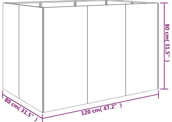 VidaXL Corten Acél Magaságyás - 120x80x80 cm