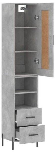 Betonszürke szerelt fa magasszekrény 34,5x34x180 cm