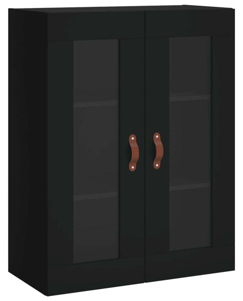 Fekete szerelt fa magasszekrény 69,5 x 34 x 180 cm