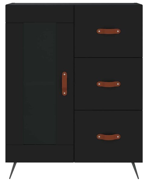 Fekete szerelt fa magasszekrény 69,5 x 34 x 180 cm