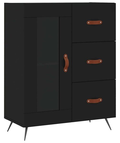 Fekete szerelt fa magasszekrény 69,5 x 34 x 180 cm