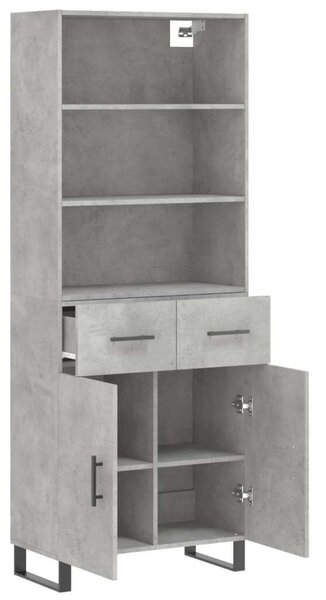 Modern Magasszekrény - Betonszürke - 69,5x34x180 cm