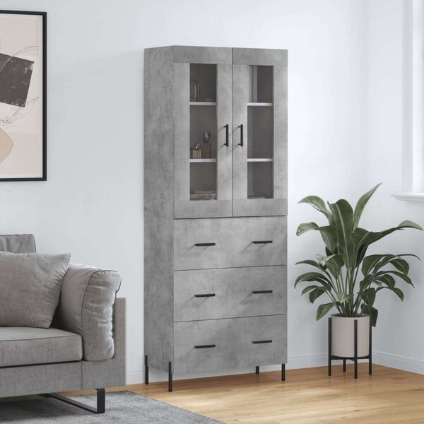 Betonszürke szerelt fa magasszekrény 69,5 x 34 x 180 cm