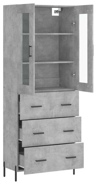 Betonszürke szerelt fa magasszekrény 69,5 x 34 x 180 cm