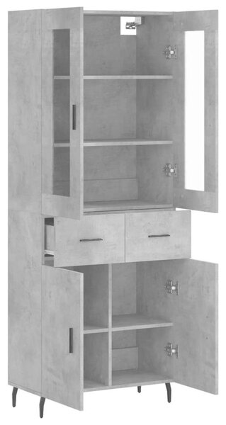 Modern Magas Szekrény - Betonszürke - 180 cm