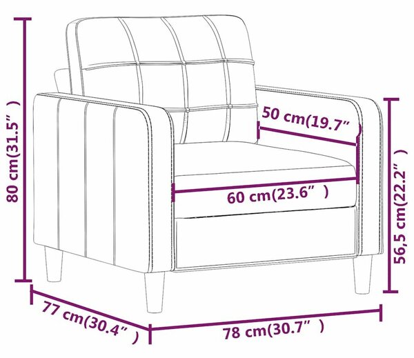 Modern Fotel - Világosszürke Szövet - 60 cm Ülőfelület