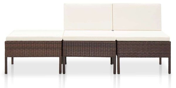 VidaXL Polyrattan Kerti Ülőgarnitúra - 3 részes