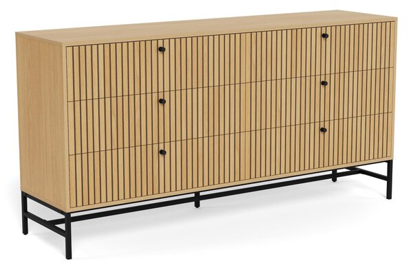 Komód Norsica Levala 101, Laminált forgácslap, 80x158x40cm, Világos tölgy