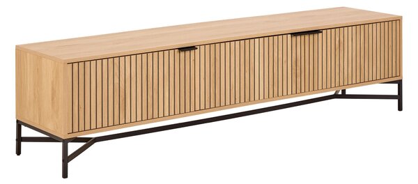 TV-állvány Norsica 879, Közepes sűrűségű farostlemez, Laminált forgácslap, 45x176x40cm, Tölgy, Fekete