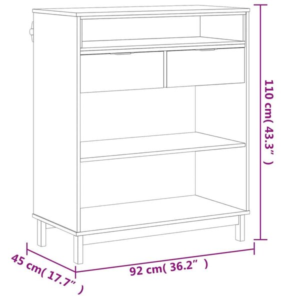 FLAM Tömör Fenyőfa Bárasztal - 2 Fiókkal - 92x45x110 cm