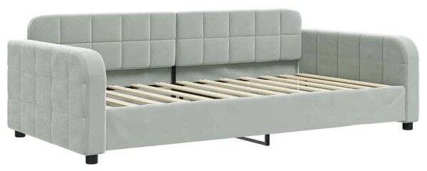VidaXL világosszürke kihúzható bársony heverő 100 x 200 cm
