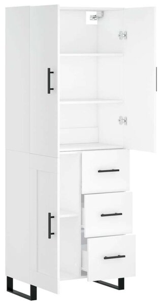 Modern Fehér Fa Magasszekrény - 180 cm