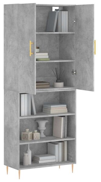 Betonszürke szerelt fa magasszekrény 69,5 x 34 x 180 cm