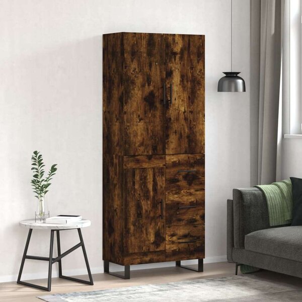 Füstös tölgy színű szerelt fa magasszekrény 69,5 x 34 x 180 cm