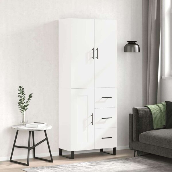 Modern Fehér Fa Magasszekrény - 180 cm
