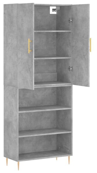 Betonszürke szerelt fa magasszekrény 69,5 x 34 x 180 cm