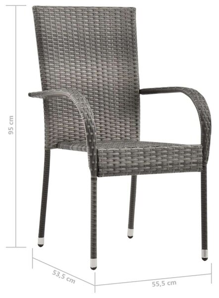 Kertbútor - Polyrattan Étkezőgarnitúra - 3 részes - Szürke
