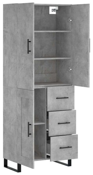 Betonszürke szerelt fa magasszekrény 69,5 x 34 x 180 cm