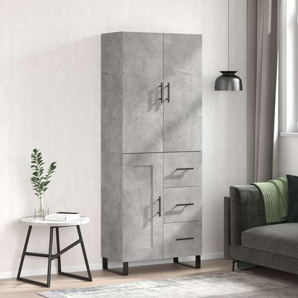Betonszürke szerelt fa magasszekrény 69,5 x 34 x 180 cm