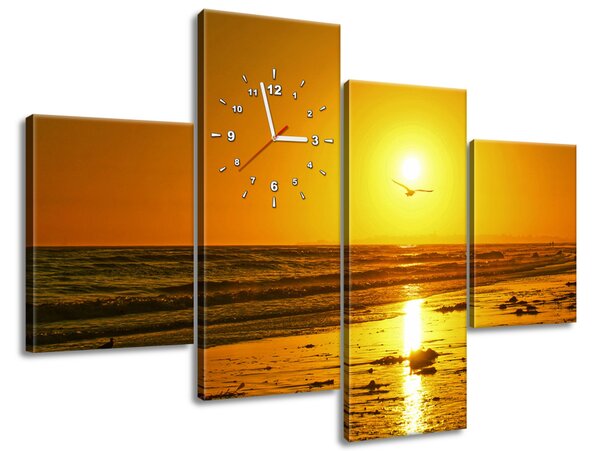 4 részes órás falikép Sirály és a nap - Damian Gadal
