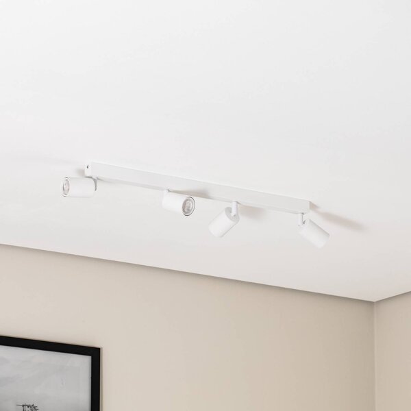 TK Lighting Mennyezeti spotlámpa Top, fehér, 83 cm, 4 izzós, fém, GU10, dimmelhető, Fehér / opál, Nappali / Étkező, fém, Modern