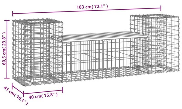 Gabion Kertpad - Fenyőfa Ülőlappal - 183cm