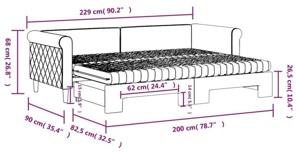 VidaXL sötétzöld kihúzható bársony heverő matraccal 80 x 200 cm