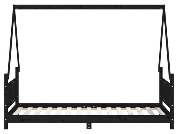 VidaXL fekete gyerek tömör fenyőfa ágykeret 90 x 190 cm