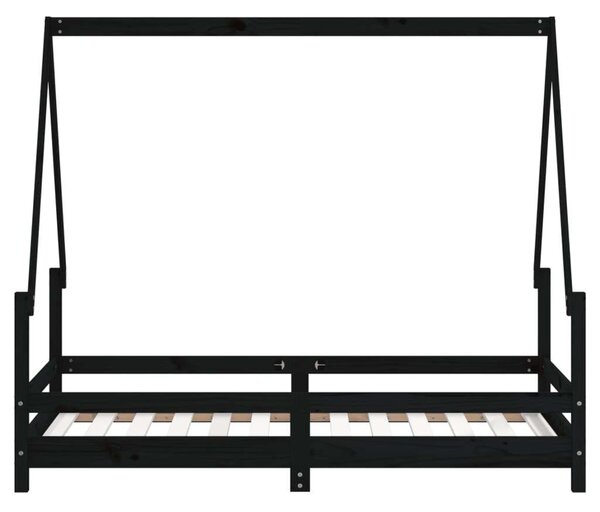 VidaXL fekete gyerek tömör fenyőfa ágykeret 80 x 160 cm