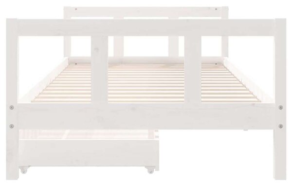 VidaXL fehér gyerek tömör fenyőfa ágykeret fiókokkal 90 x 200 cm