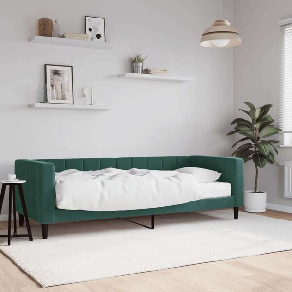 VidaXL sötétzöld bársony heverő matraccal 80 x 200 cm