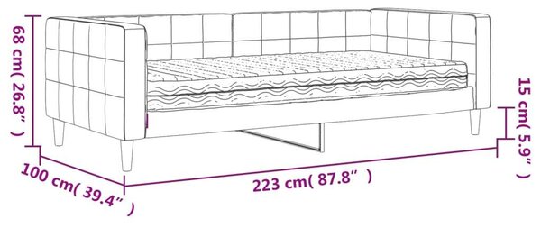 VidaXL sötétzöld bársony heverő matraccal 90 x 200 cm