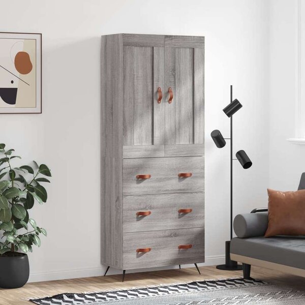 Szürke sonoma szerelt fa magasszekrény 69,5 x 34 x 180 cm