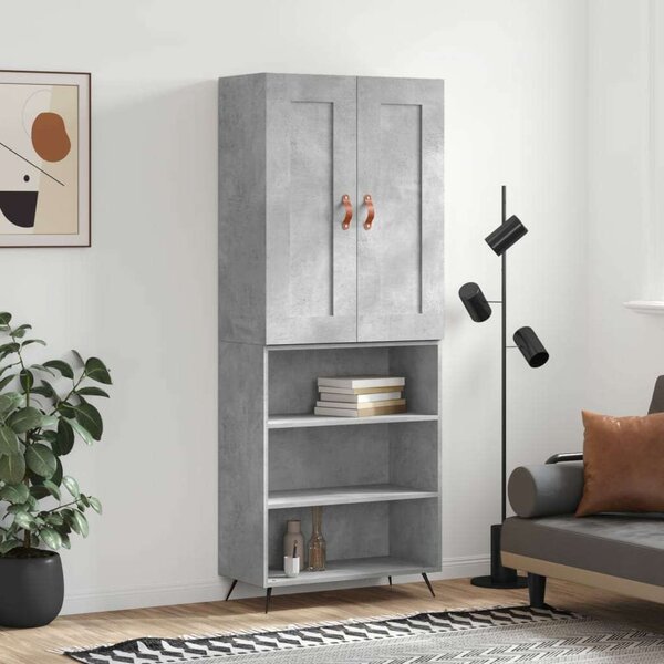 VIDAXL Magasszekrény - Betonszürke - 69,5x34x180 cm