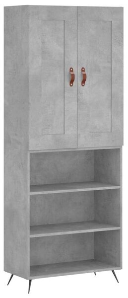 VIDAXL Magasszekrény - Betonszürke - 69,5x34x180 cm