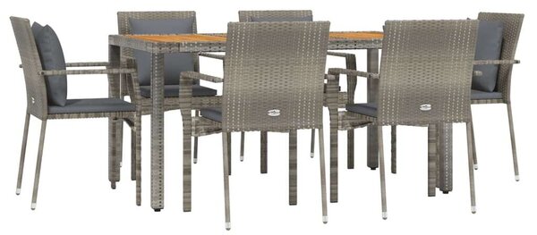 Polyrattan Kerti Étkezőgarnitúra - 7 részes - Szürke