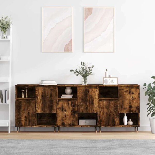 VidaXL Tálalószekrény - Füstös Tölgy - 3 db - 180x35x70cm
