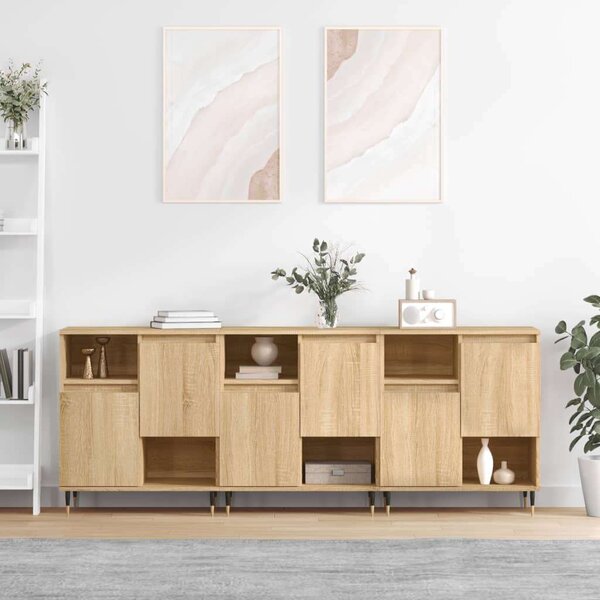 3 db Sonoma Tölgyfa Tálalószekrény Szett - Modern Design