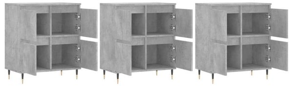 3 db Beton Szürke Fa Tálalószekrény - 180x35x70 cm